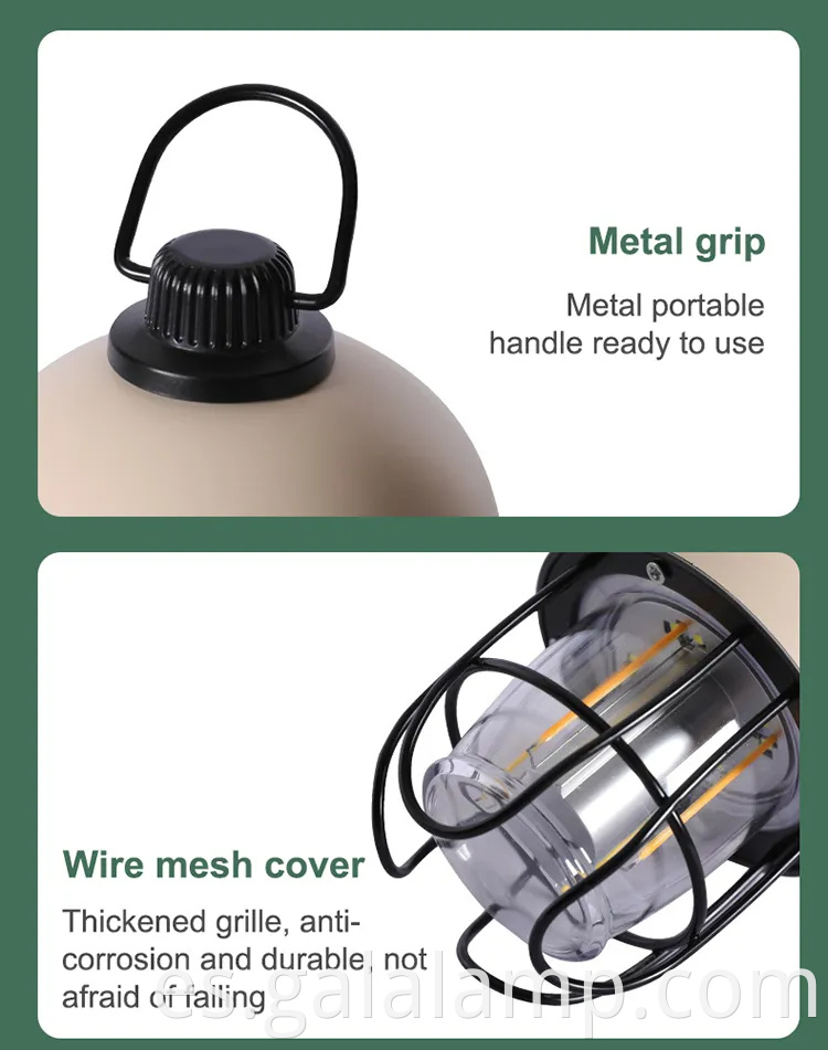 Luz de campamento solar LED retro con batería incorporada en 18650